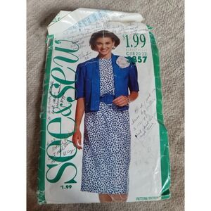 See & Sew 3857 Dress & Jacket Sewing Pattern‎ Sz 18-20-22 Vintage Plus Size